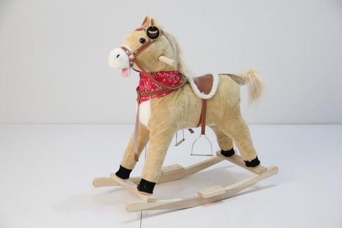 حصان هزاز للأطفال بقاعدة خشبية – تصميم أنيق وآمن ل...