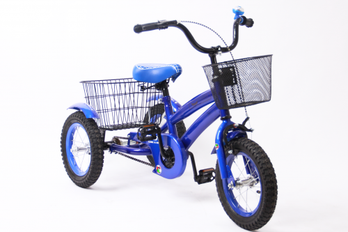 سيكل أبو ثلالث كفرات ولادي أزرق أبو سلة مقاس 12