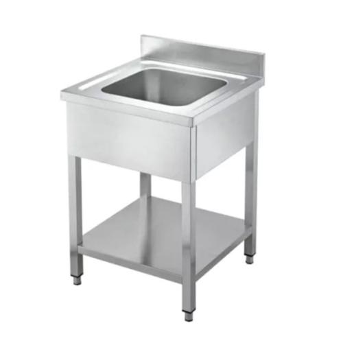حوض غسيل فردي ستانلس ستيل بشفة خلفية و رف سفلي ,ST...