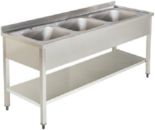 مغسلة بثلاثة أحواض مع عازل خلفي مانع للتناثر و رف...