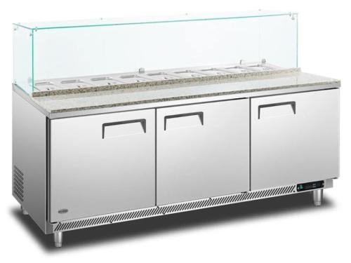 ثلاجة تحضير بيتزا وساندويتشات بسطح رخام 180 سم