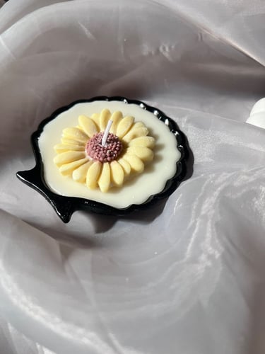 شمعة صدفه مع ورده دوار الشمس