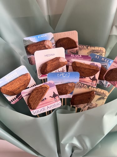 باقة توزيعات ثيم مدن المملكة مع كسرة عود