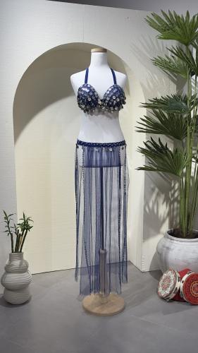 بدلة للرقص الشرقي ، اللون ازرق، مقاس واحد