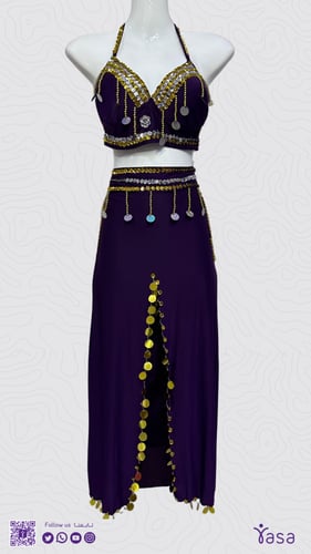 بدلة يارين الرقص الشرقي ، اللون اسود من قطعتين ، م...