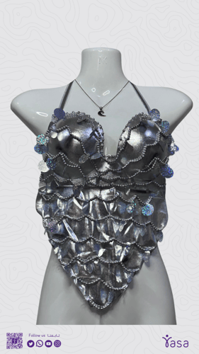 بدلة ياقوت للرقص الشرقي ، اللون فضي من قطعتين ، مق...