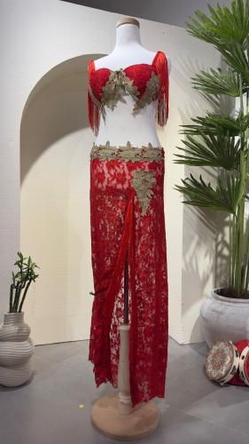 بدلة للرقص الشرقي ، اللون احمر، مقاس واحد