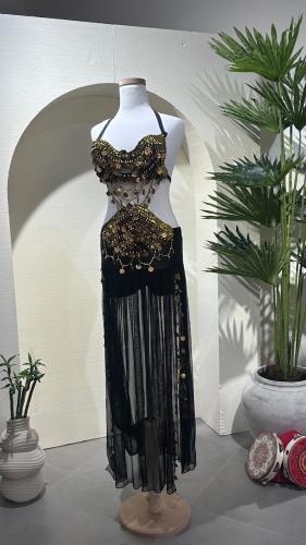 بدلة للرقص الشرقي ، اللون اسود ، مقاس واحد