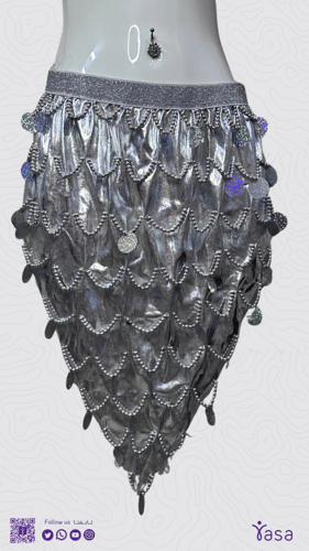 بدلة ياقوت للرقص الشرقي ، اللون فضي من قطعتين ، مق...