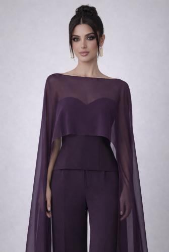 Plum Draped Cape Set