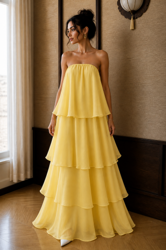 Butter Yellow Tiered Maxi Dress