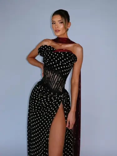 Polka Drape Corset Dress