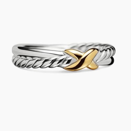 X Crossover Band Ring خاتم X من ديفد يورمان فضة إس...
