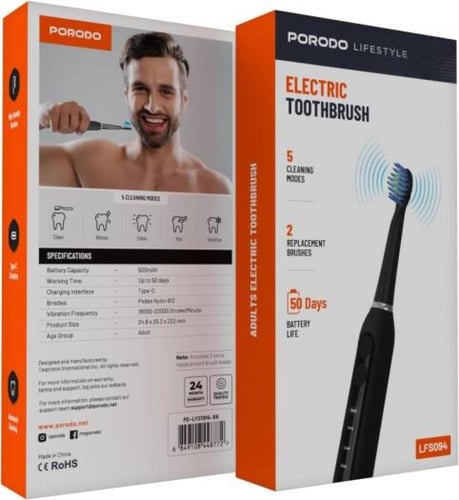 فرشاة أسنان كهربائية بورودو لايف ستايل، سعة بطارية...