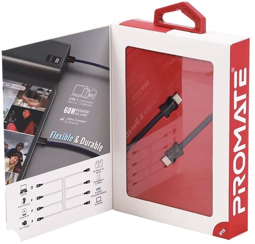 بروميت كابل مضفر من القماش يو اس بي سي 60 وات طول...