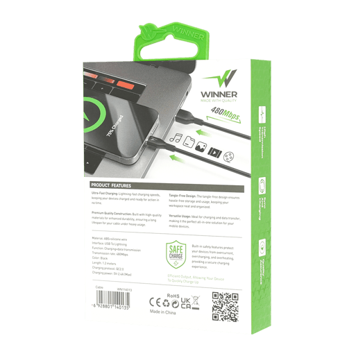 كابل Winner سيليكون للشحن والبيانات يو اس بي - لاي...
