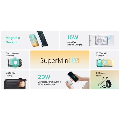 باور بانك بطارية زندور سوبر ميني اخضر سعة 10 الاف