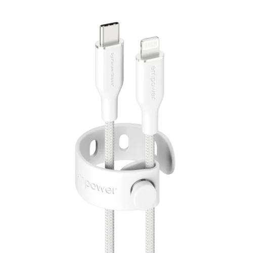 امباور كيبل بانزر جلاس Racing من USB-C إلى ايفون بطول 1.2 م وبقوة 60 واط - أبيض
