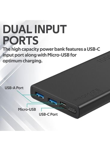 بطاريه متنقله متعدد المخارج 10000 mAh أسود Premium...