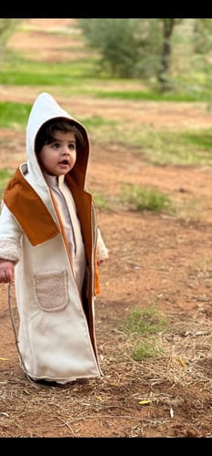 فروه ولادي مع شال دبل فيس لون جملي مع بيج