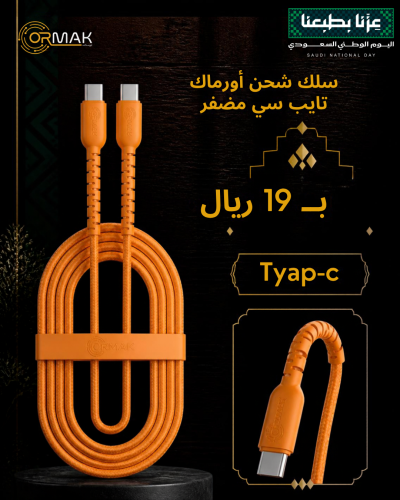 Ormac Type-C 60W Braided Charging Cable - Orange HA-K126
