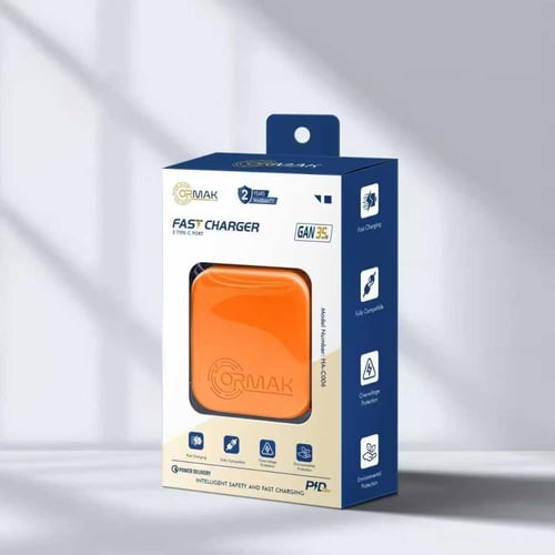 شاحن أورماك 35 وات منفذين تايب سي - اللون برتقالي...