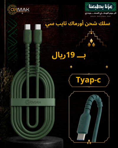 Ormak Type-C 60W Charging Cable - Olive Green