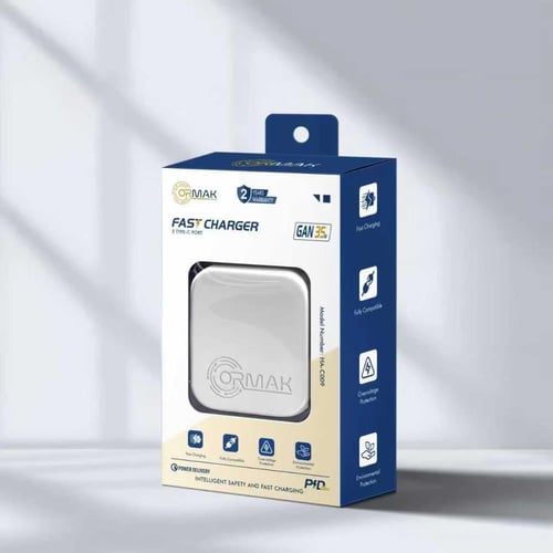شاحن أورماك 35 وات منفذين تايب سي مع كيبل شحن 60 و...