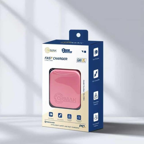 شاحن أورماك 35 وات منفذين تايب سي - اللون وردي HA-...