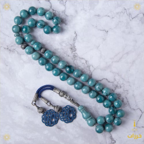 فاتوران تركوازي معرق مع طربزونة فضة عيار 1000