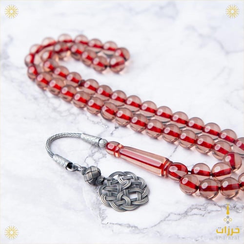 بكلايت بلجيكي لون بني شفاف مكحل بالأحمر مع فضة عيا...