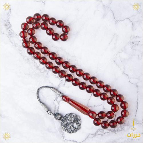 بكلايت بلجيكي لون بني شفاف مكحل بالأحمر مع فضة عيا...