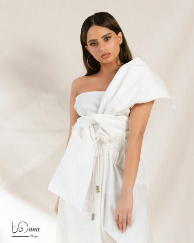 Bow Top&Pants Set In Linen