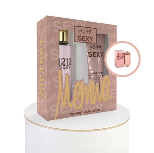 طقم لوشن جسم وبودي ميست برائحة عطر 212 سكسي من ميم...