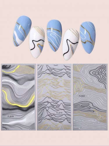 ملصق فن الأظافر 3 ورقة
