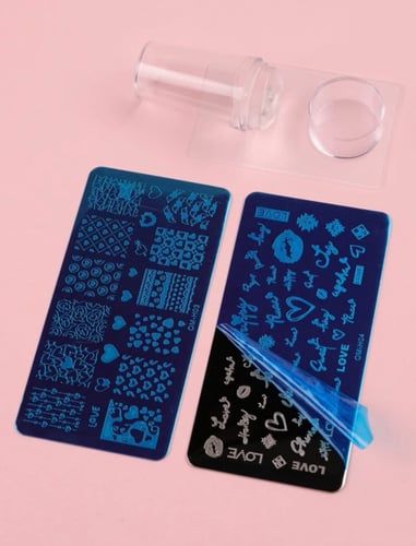 علبة أشكال لطابعة على الأظافر 2 حبة مع ستامب