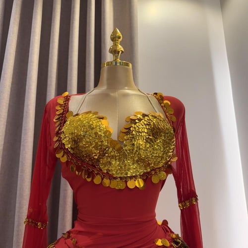 بدلة رقص صعيدي مصري راقية احمر واسود