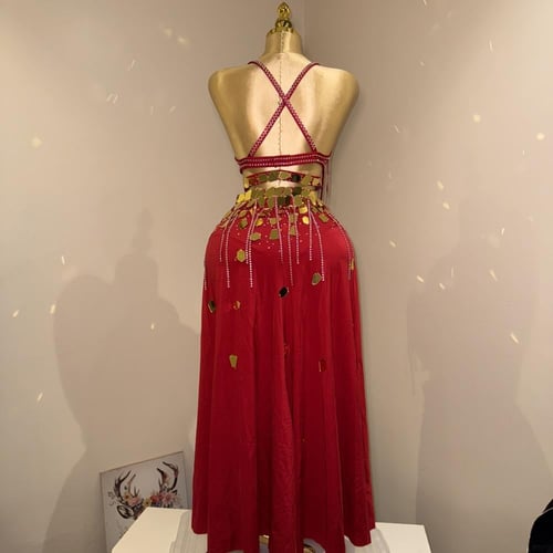 بدلة رقص مصري بلدي للمحترفات عنابي