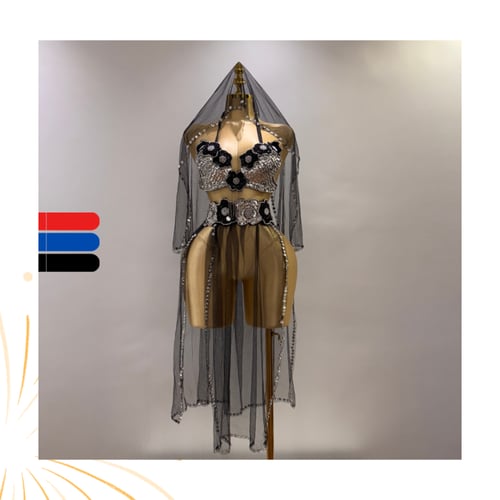 بدلة رقص مصري فخمة بثلاث قطع