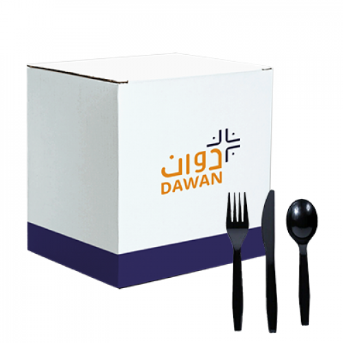 مجموعة طعام مغلفة 4×1 - ملعقة + سكين + شوكة + مندي...