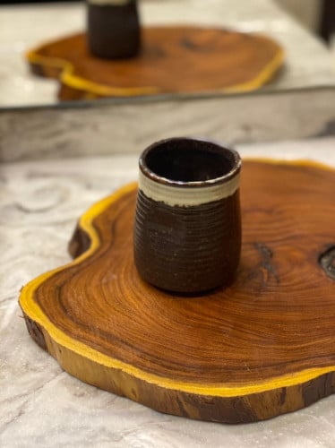 كوب قهوه سراميك بني وبيج كابتشينو