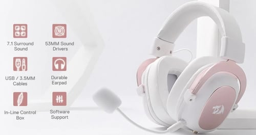 سماعة العاب ريد دراجون Redragon H510 Zeus White Pi...