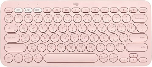 كيبورد لوجيتيك بلوتوث باللون الوردي حجم صغير | Log...
