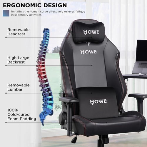 كرسي العاب احترافي اسود | HOWE Gaming Chair - Blac...