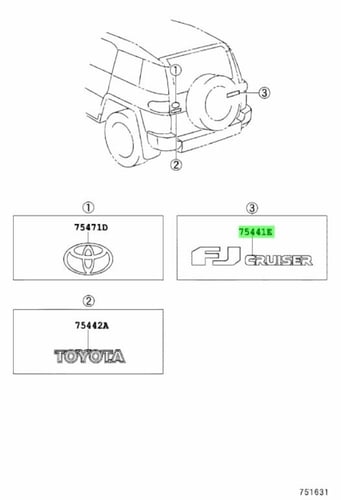 بليته شعار FJ كروزر خلفي أصلي تويوتا باب الشنطة OE...