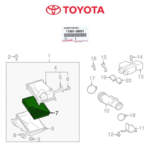 فلتر هواء أصلي تويوتا 17801-38051 | مناسب أف جي كر...