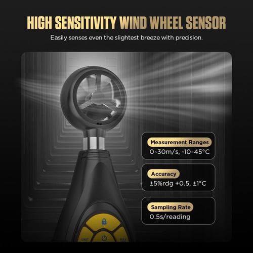 مقياس Anemo رقمي من أوتول ، مقياس سرعة حجم الهواء...