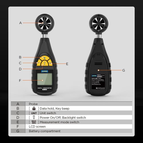 مقياس Anemo رقمي من أوتول ، مقياس سرعة حجم الهواء...