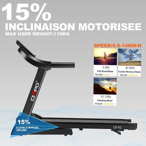 سير كهربائي بقدرة تحمل 110 كجم مع شاشة LED و3 مستو...