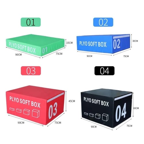 صندوق قفز من اربع قطع متعدد الارتفاعات 4×1 مع بطان...